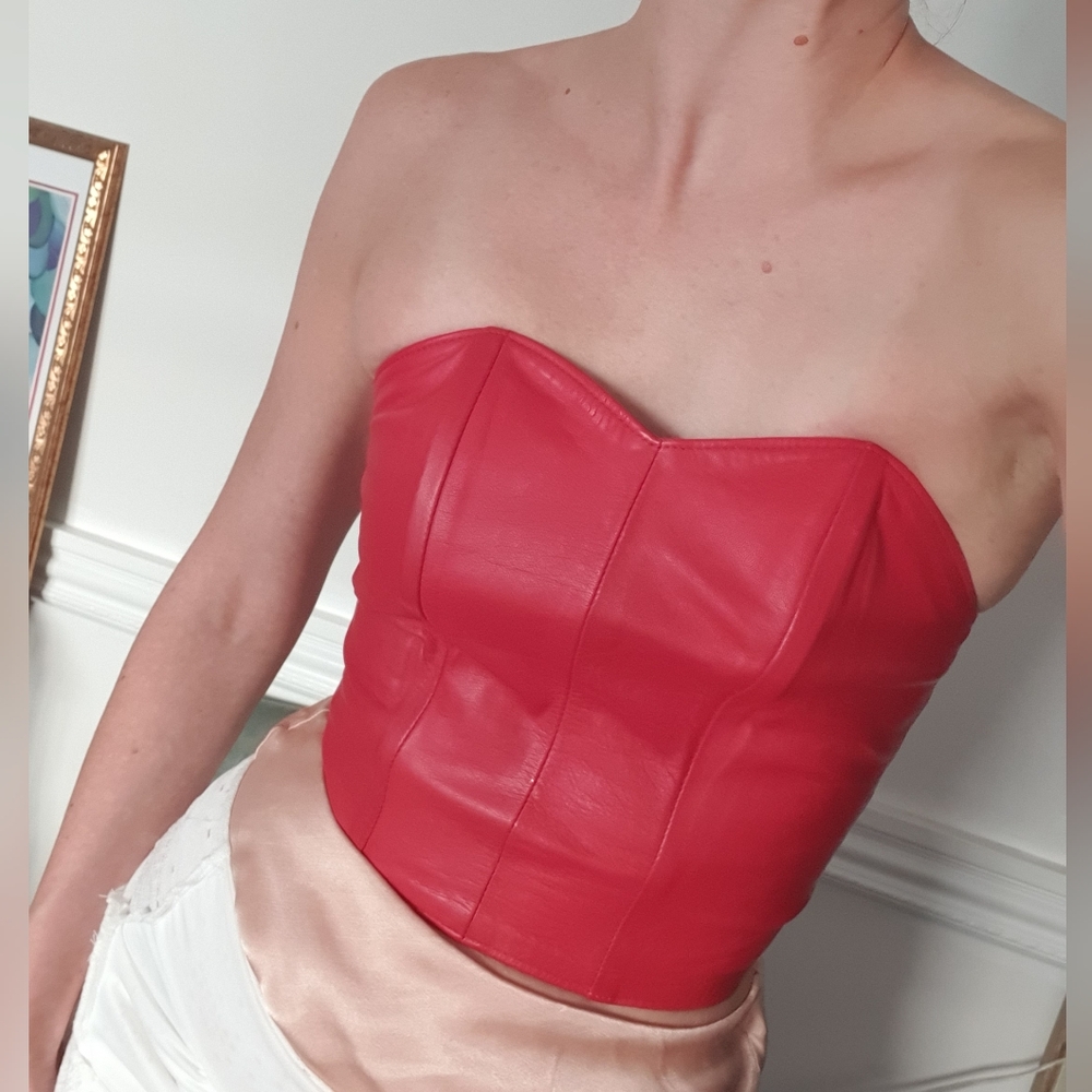Red Leather Tube Top